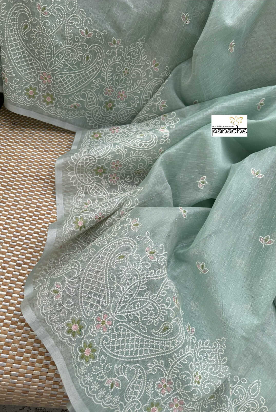 Tissue Linen - Mint Embroidered