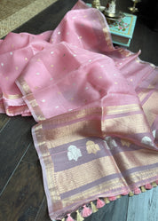 Kora Silk Banarasi - Baby Pink