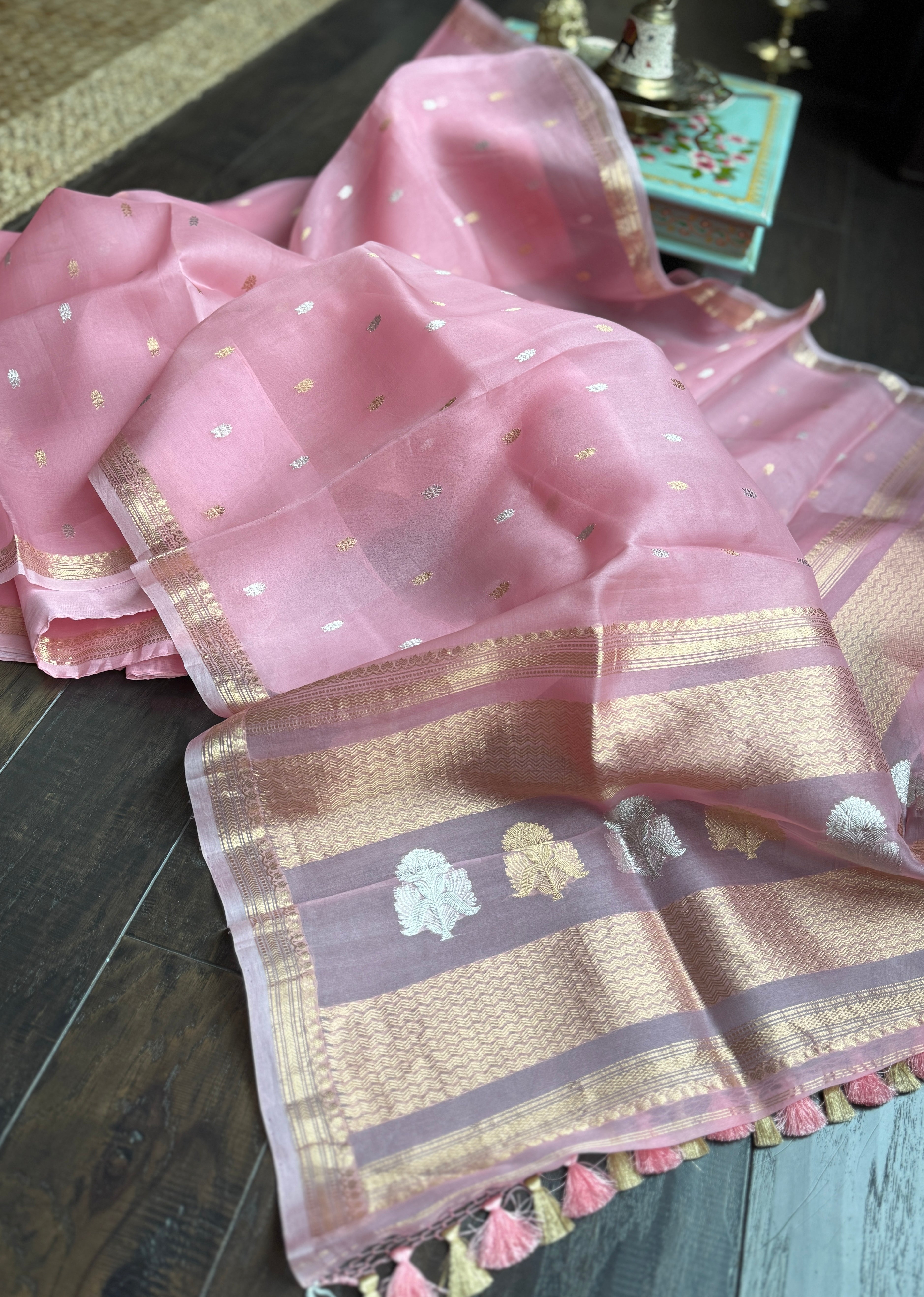Kora Silk Banarasi - Baby Pink