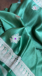 Pure Silk Mashru Banarasi- Sage Green