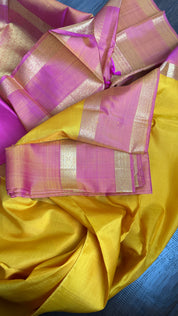 Pure Silk Kanjivaram - Yellow Pink