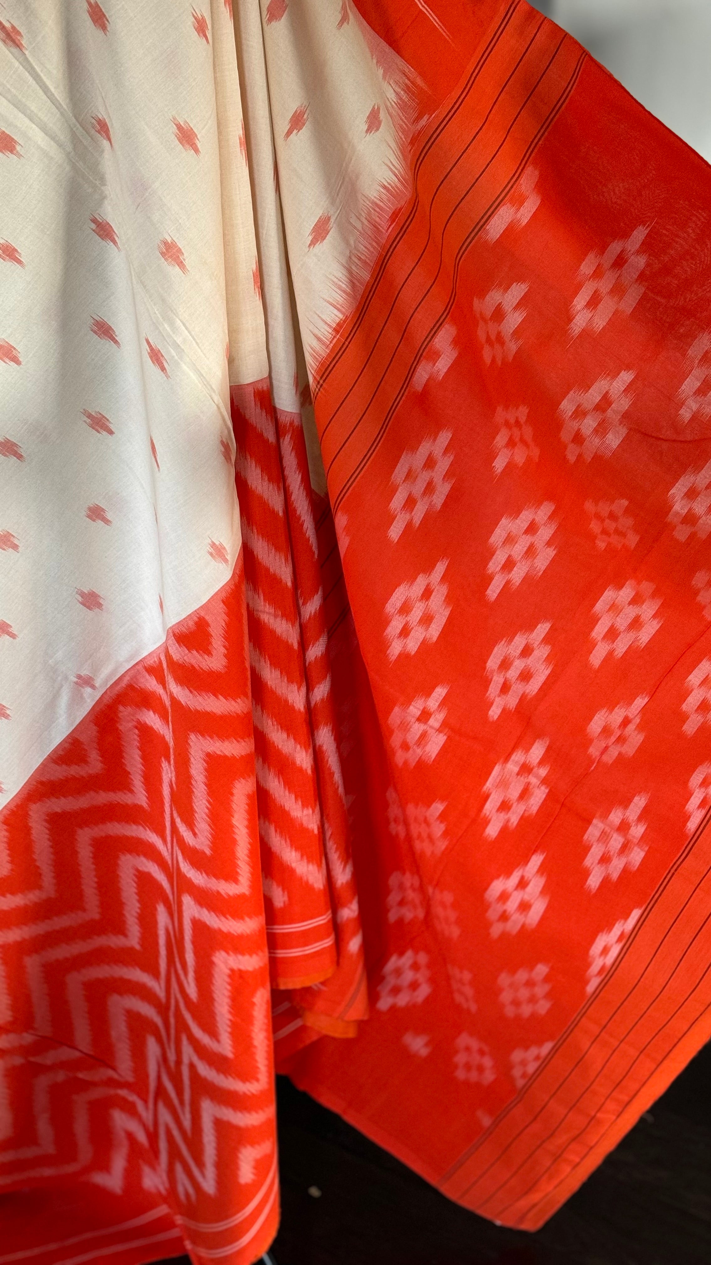 Pure Cotton Soft Ikat - Beige Orange