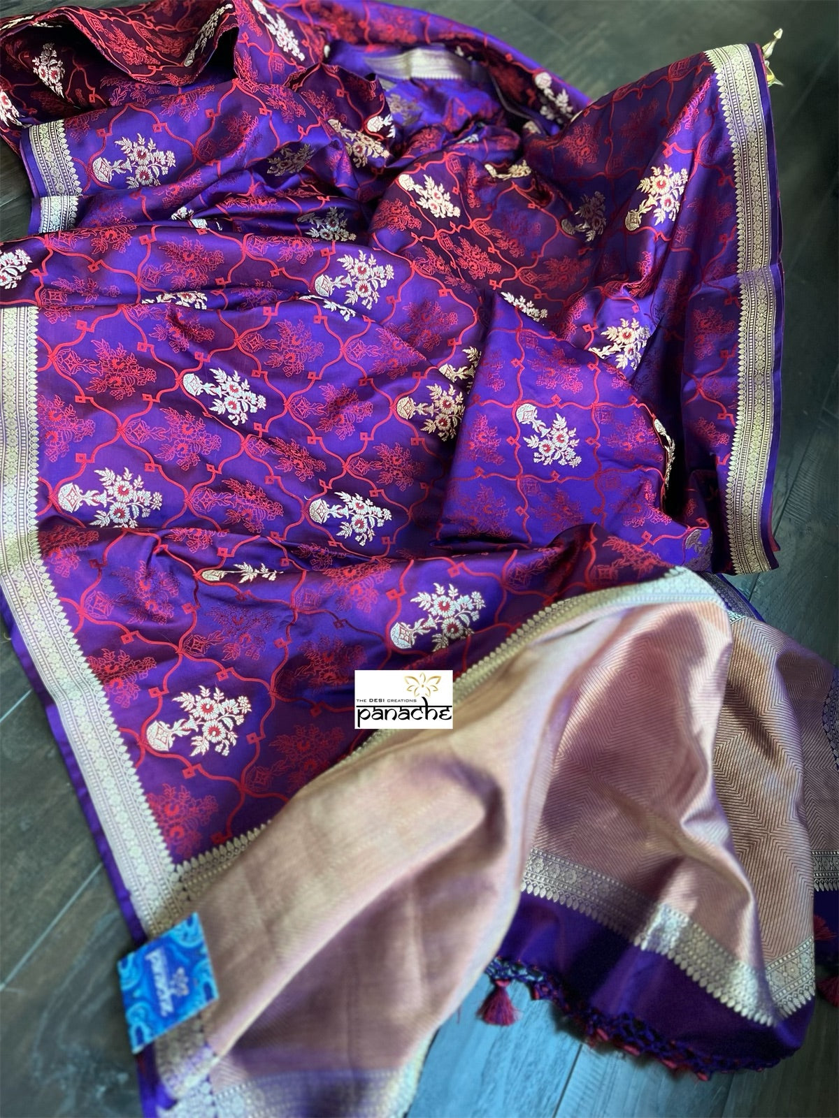 Pure Silk Mashru Banarasi- Purple