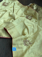 Designer Muga Banarasi - Light greenish Yellow Gold