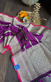 Soft Silk Banarasi - Purple Resham Zari woven