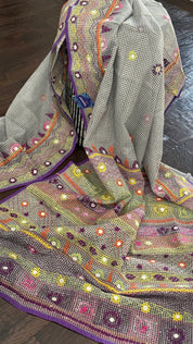 Kota Silk Lambani - Grey Embroidered