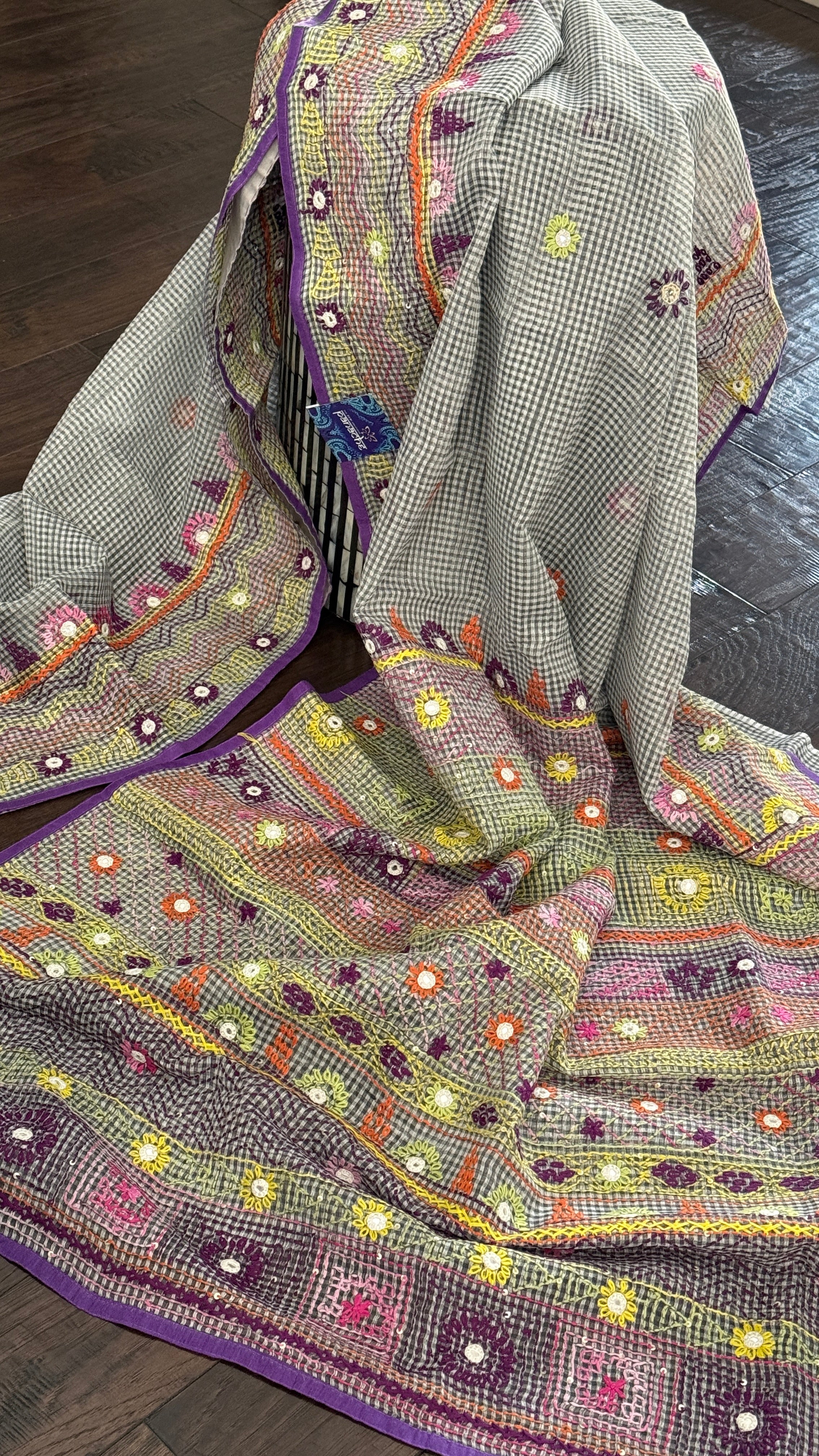 Kota Silk Lambani - Grey Embroidered