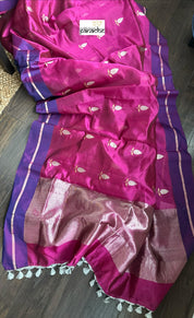 Pure Chanderi Pattu Silk - Magenta Purple