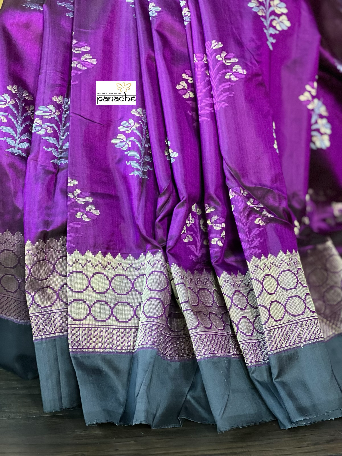 Pure Silk Katan Banarasi - Purple Meenakari Motifs