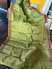Chanderi Silk Cotton Tissue - Henna Green Woven