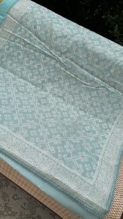 Designer Soft Silk - Light Blue Embroidered