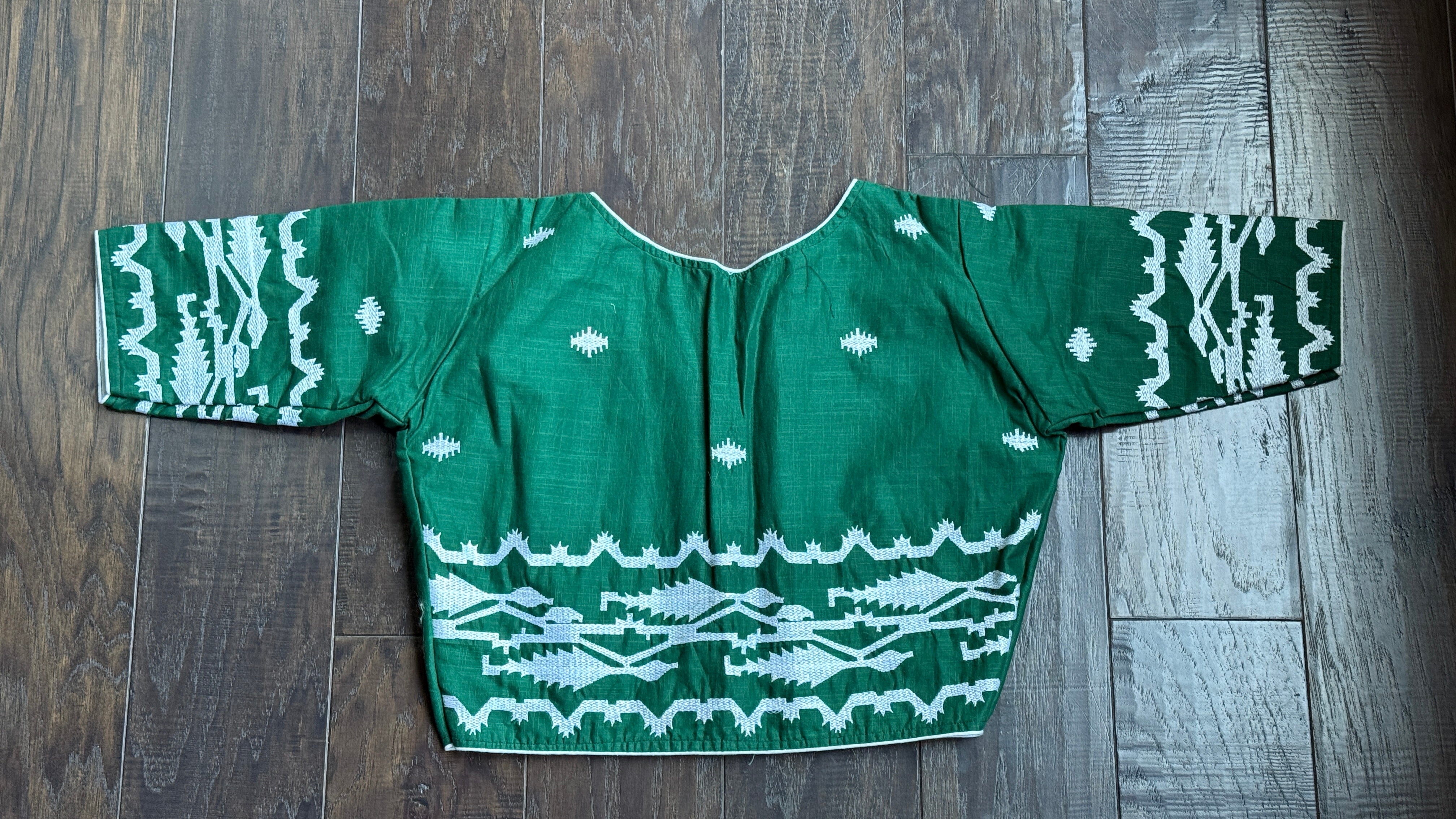 Designer Blouse - Green Jamdaani Woven