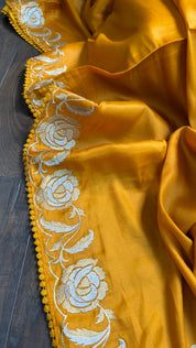 Soft Silk Embroidered - Mustard Yellow