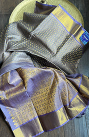 Pure Silk Kanjivaram - Grey Violet 2g Pure Zari Bridal Saree