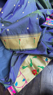 Soft Silk Paithani - Purple Mauve Dual Tone