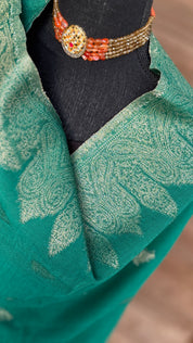 Kashmiri Pashmina Stole - Sea Green Resham Woven