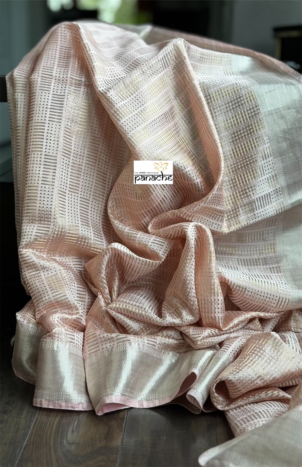 Pure Tissue Katan Silk Banarasi - Blush Pink Woven