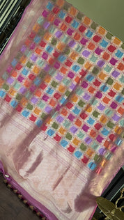 Pure Silk Banarasi - Thulian Pink Multi Color