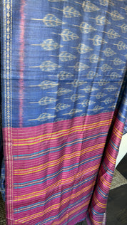 Gopalpur Tussar Silk Ikat - Blue Multi Color