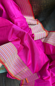 Pure Silk Katan Banarasi- Rani Pink
