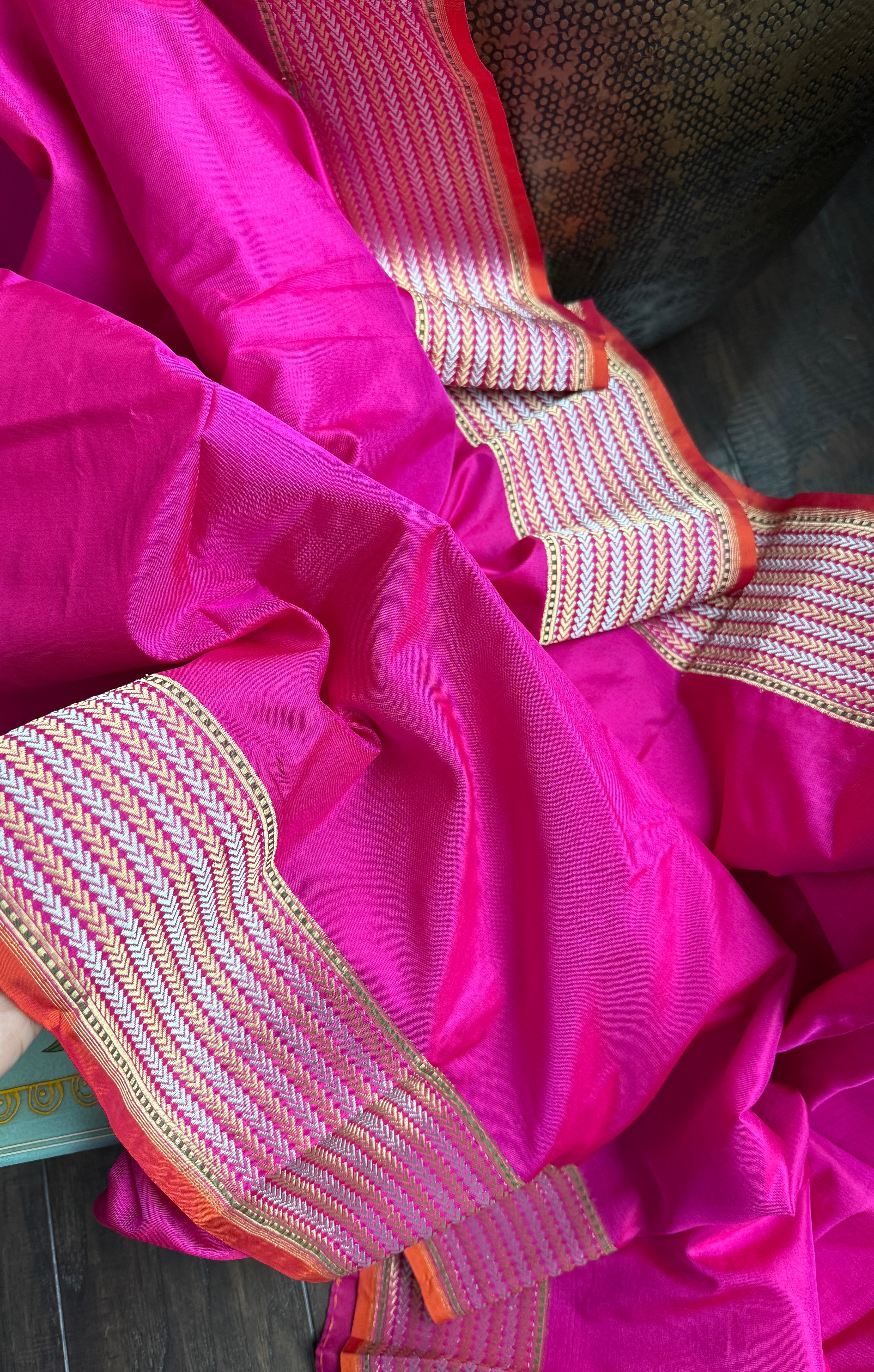 Pure Silk Katan Banarasi- Rani Pink