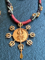 Copper Necklace Earring Set - Swastik