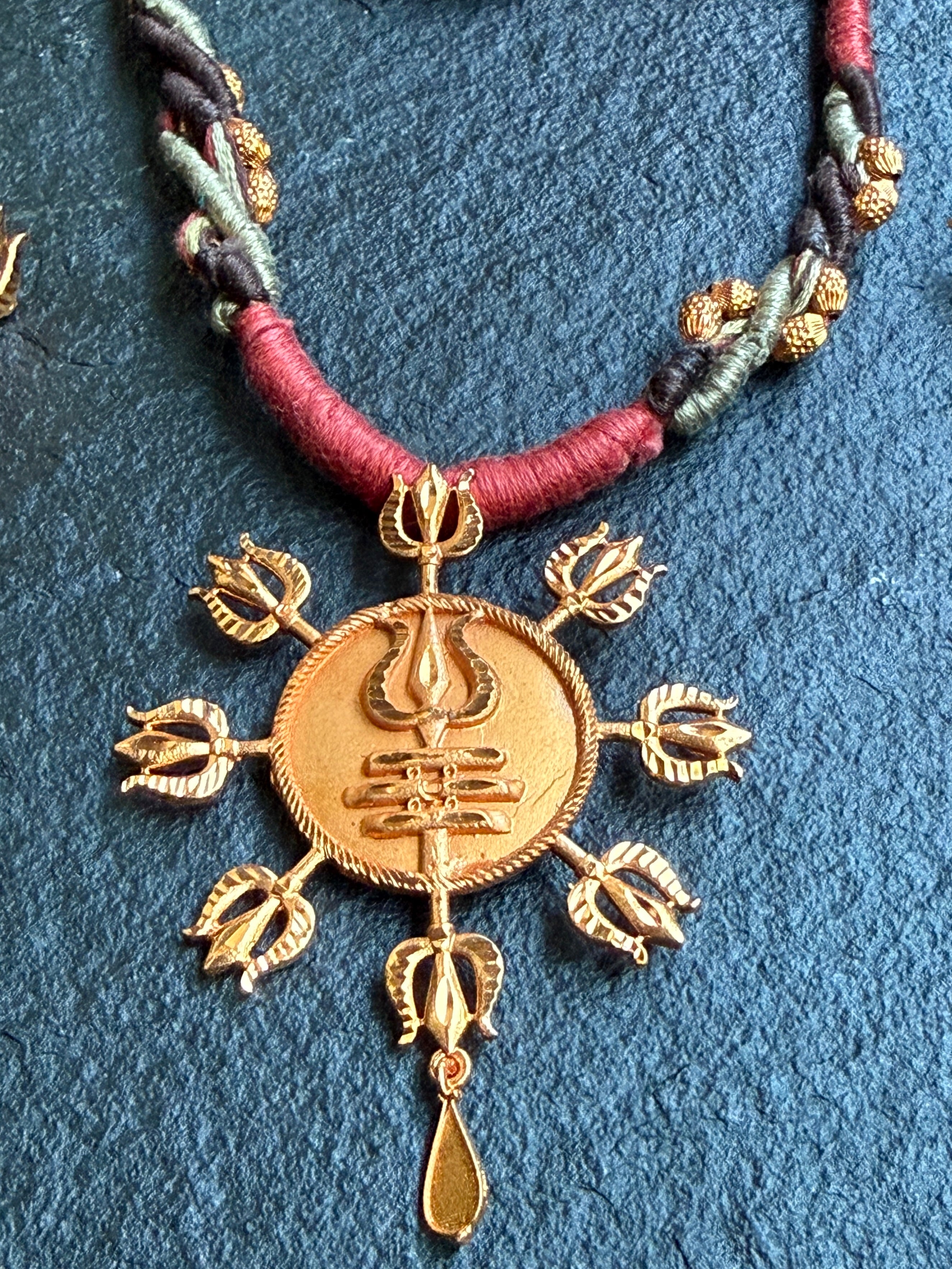 Copper Necklace Earring Set - Swastik