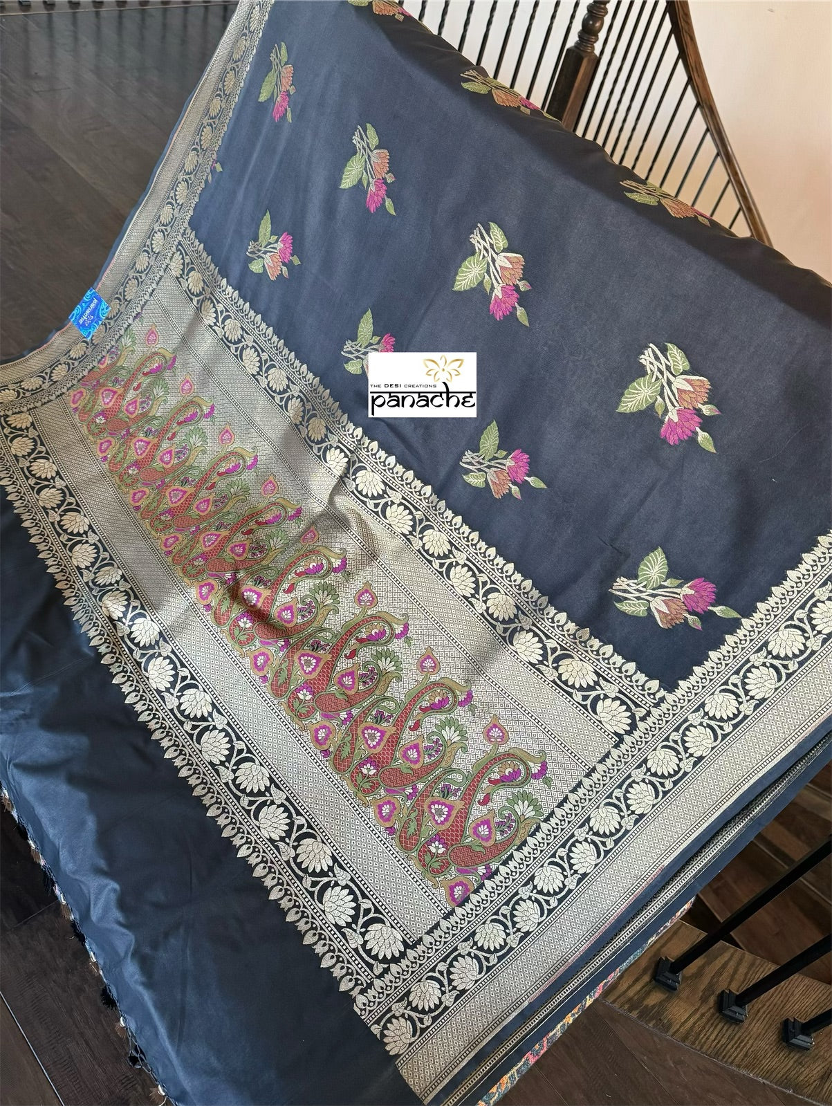 Soft Silk Banarasi - Black Meenakari