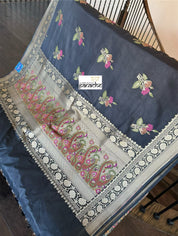 Soft Silk Banarasi - Black Meenakari