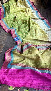 Gicha Tassur Silk Banarasi - Beige Green Shaded