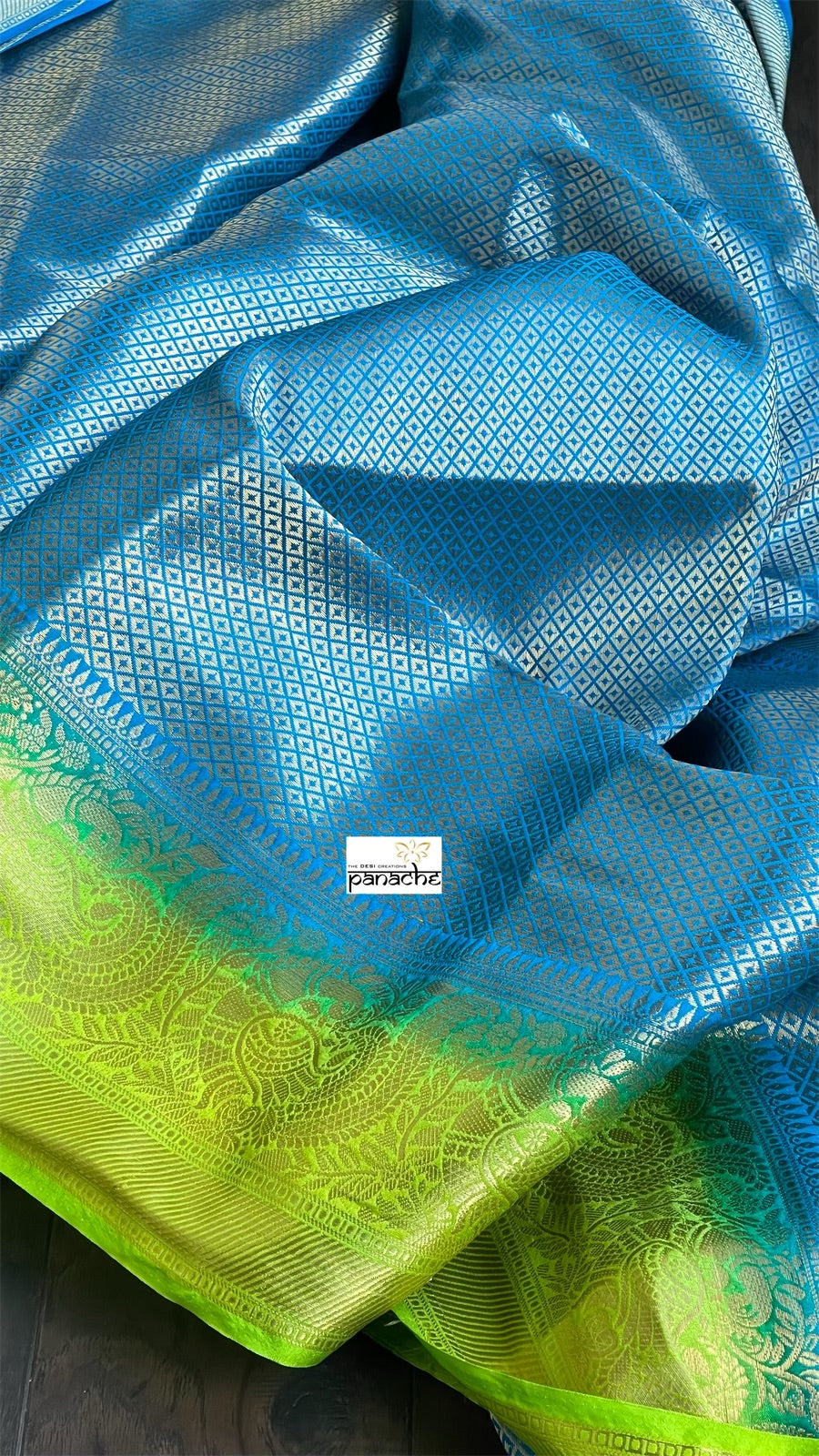 Soft Silk Banaras Saree - Blue Green Tanchoi