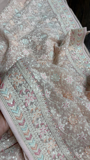 Designer Georgette Embroidered - Light Baby Pink