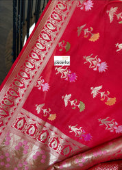 Soft Silk Banarasi - Red Meenakari