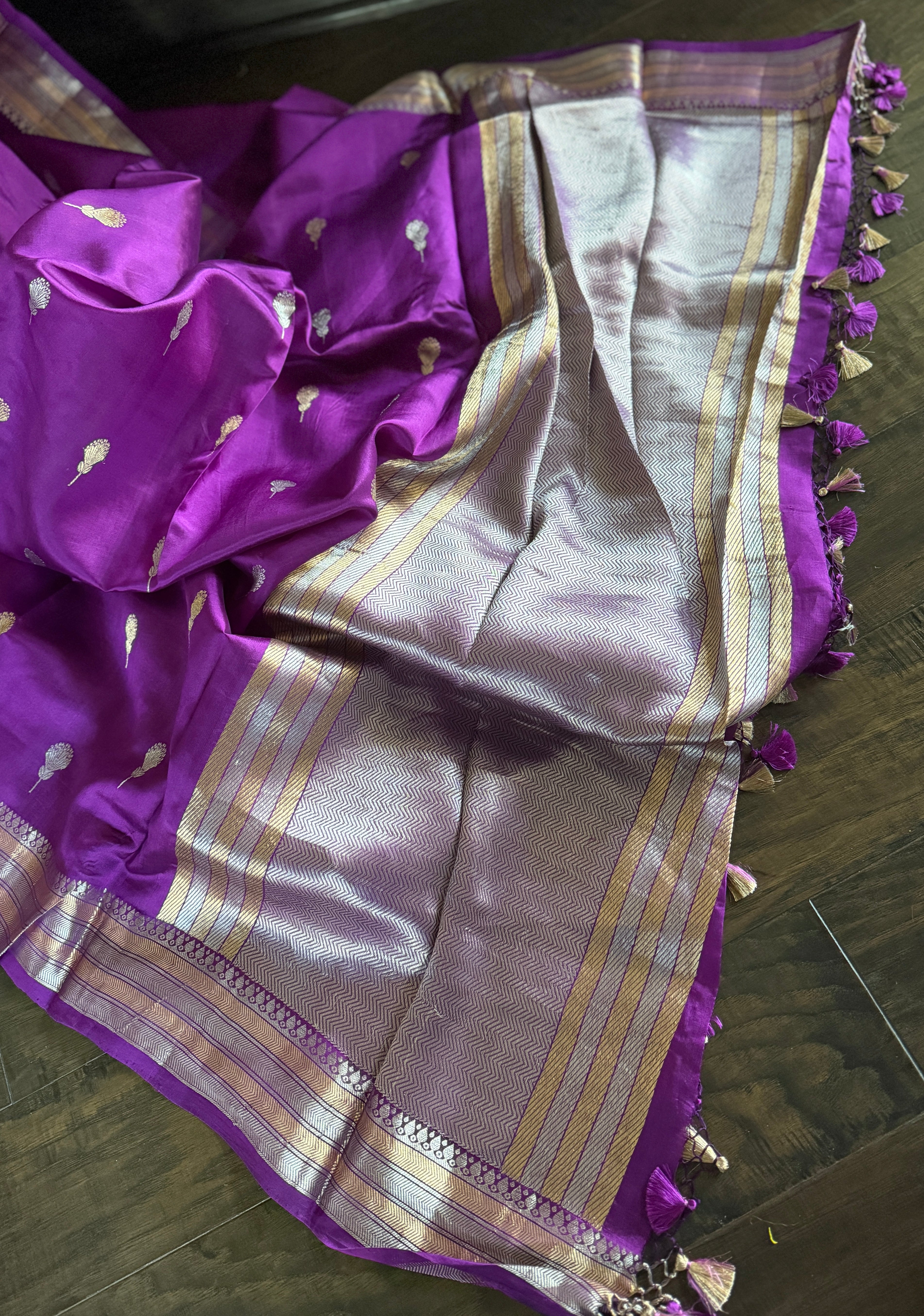 Pure Katan Silk Banarasi - Purple