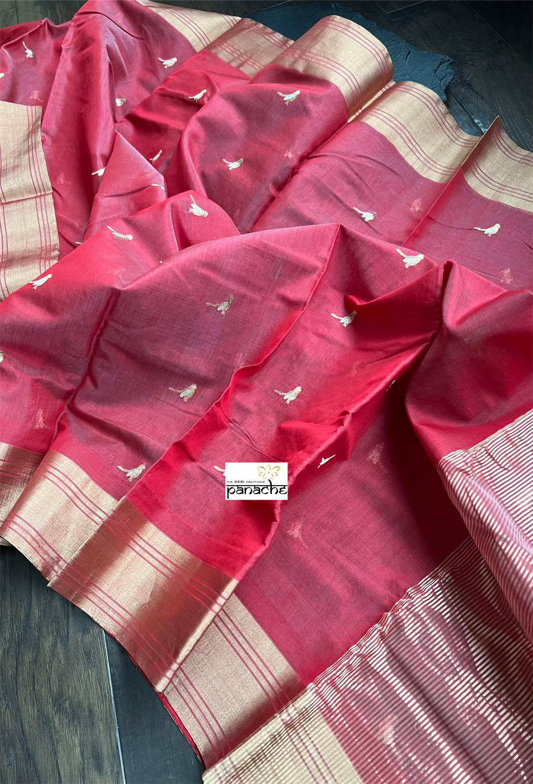 Chanderi Silk Cotton - Raspberry Red Woven