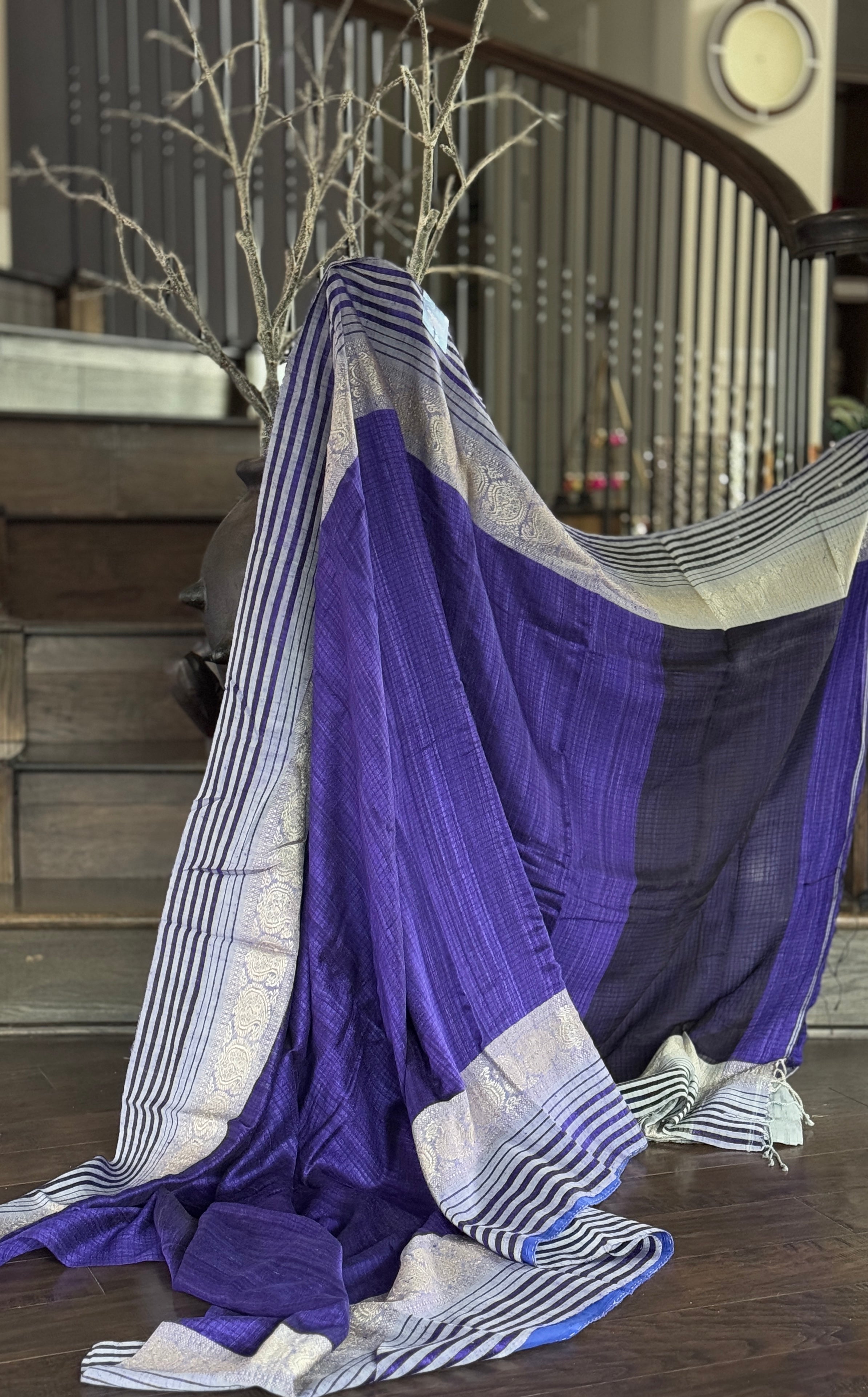 Pure Matka Silk Handwoven - Purple Grey