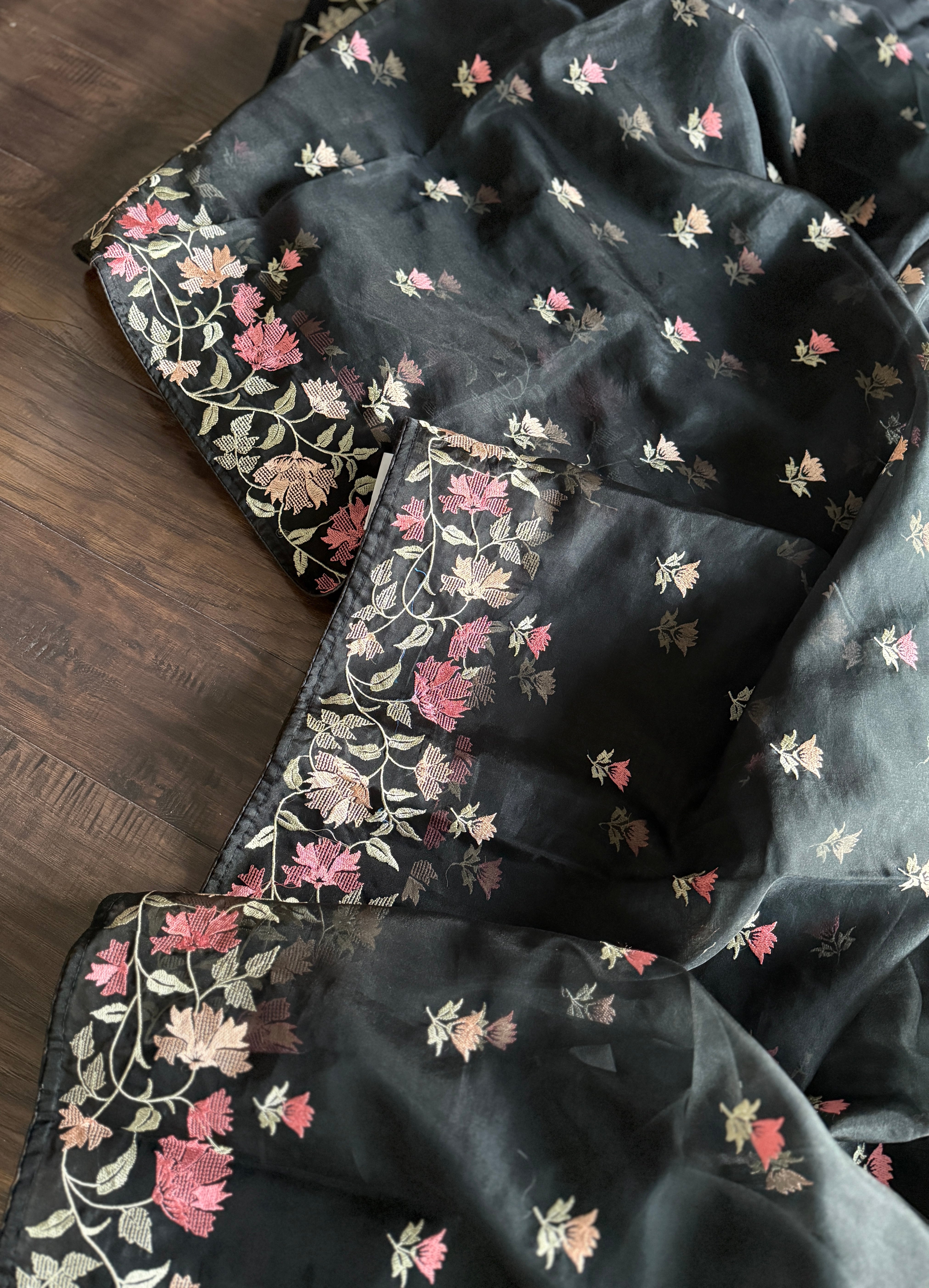 Designer Organza - Black Embroidered