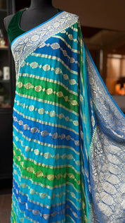 Khaddi Georgette Banarasi - Firozi Blue Green Multi color Rangkat