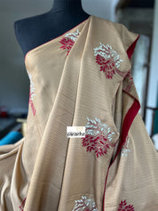 Designer Soft Silk Embroidered - Tan Brown Masaba Inspired