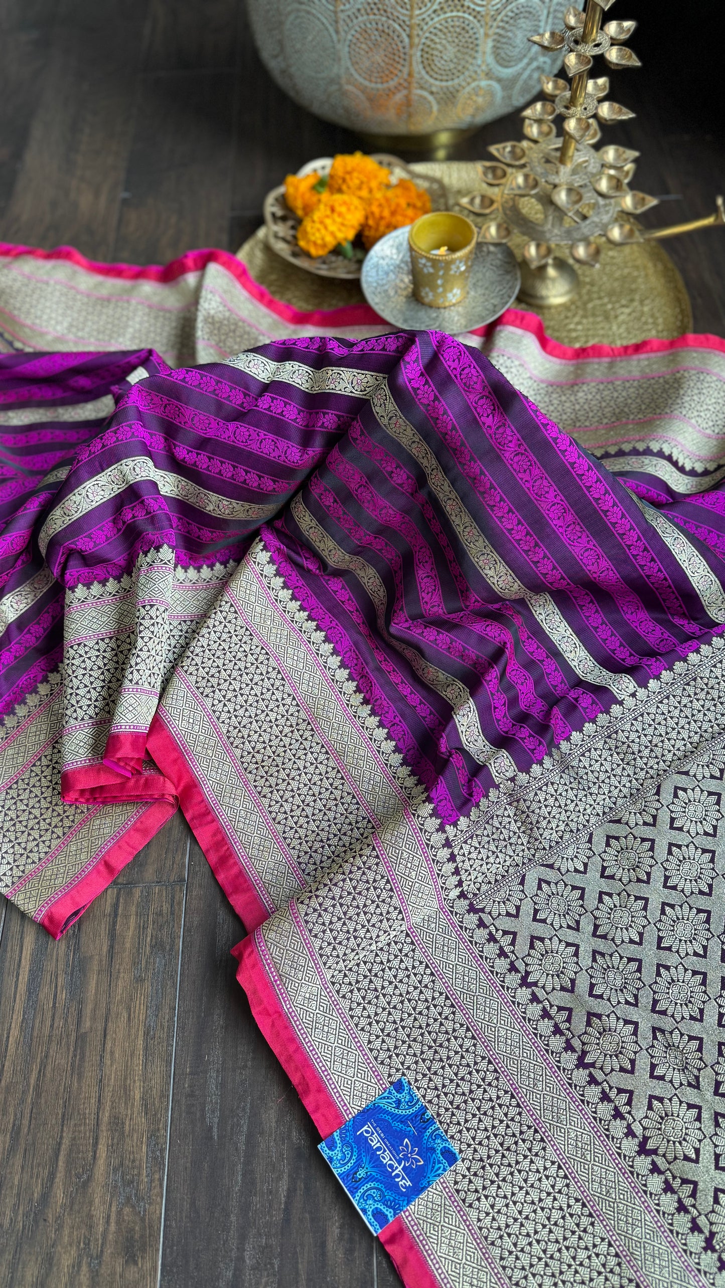 Soft Silk Banarasi - Purple Resham Zari woven