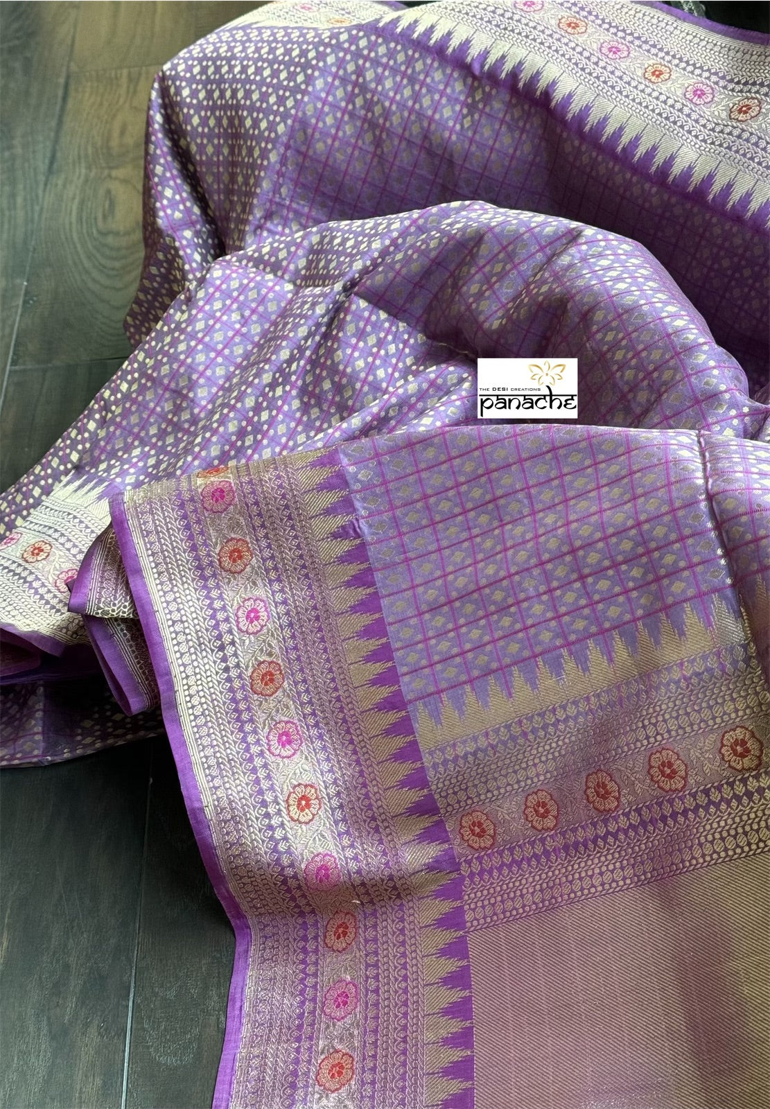 Pure Silk Brocade Banarasi - Purple Antique Zari Kadwa