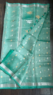 Tissue Organza Silk Banarasi - Sea-foam Green