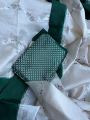 Chiniya Silk Leheriya Banarasi - Off White Green Woven