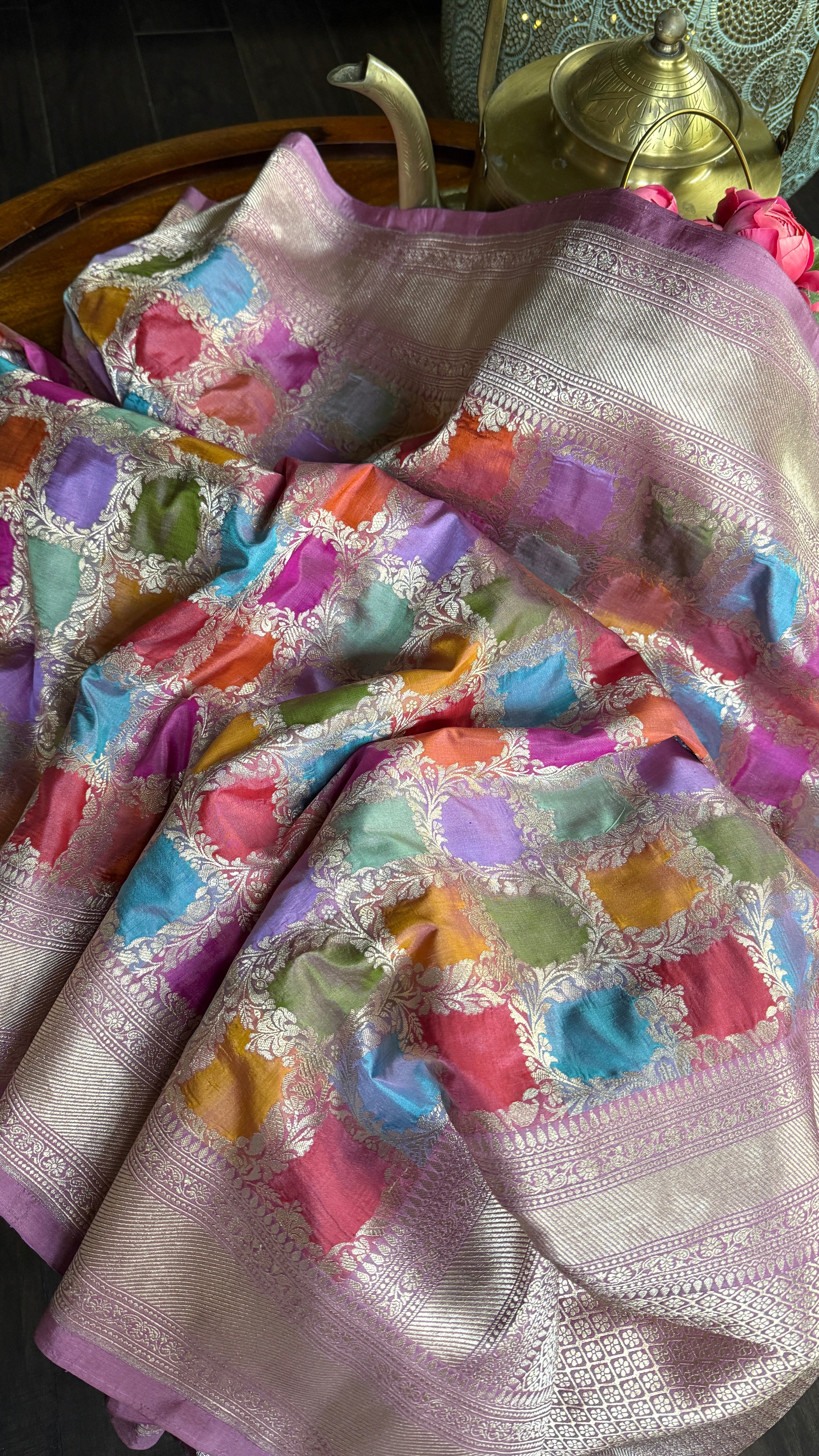 Pure Silk Banarasi - Thulian Pink Multi Color