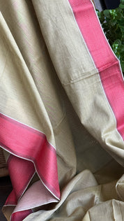 Pure Khadi Cotton Handloom - Moss Grey Red