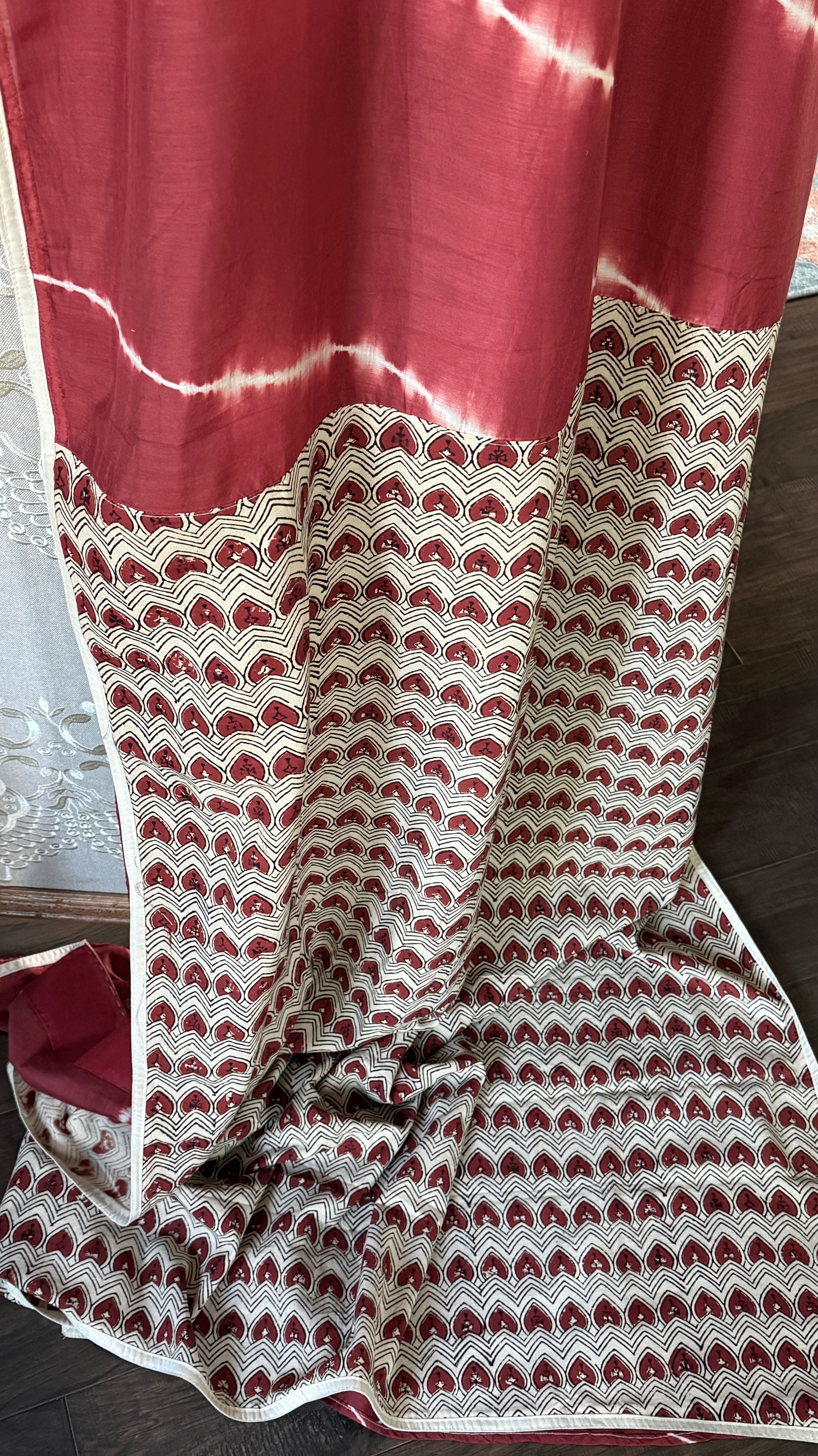 Designer Cotton Silk Shibori - Rust Red