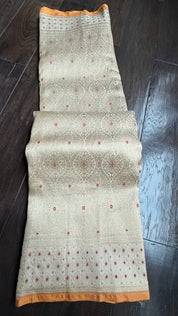 Pure Silk Brocade Banarasi- Cream Golden