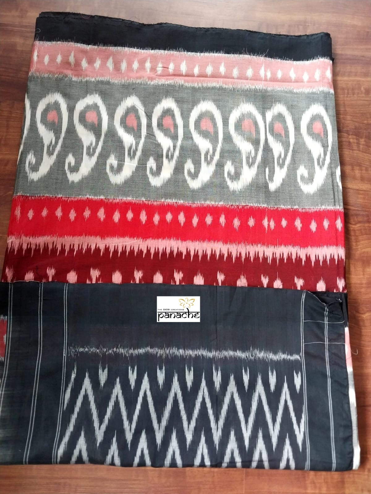 Pure Cotton Ikat - Grey Black Maroon Pochampolly