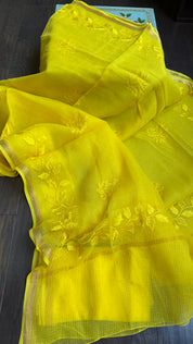 Embroidered Kota Silk - Yellow