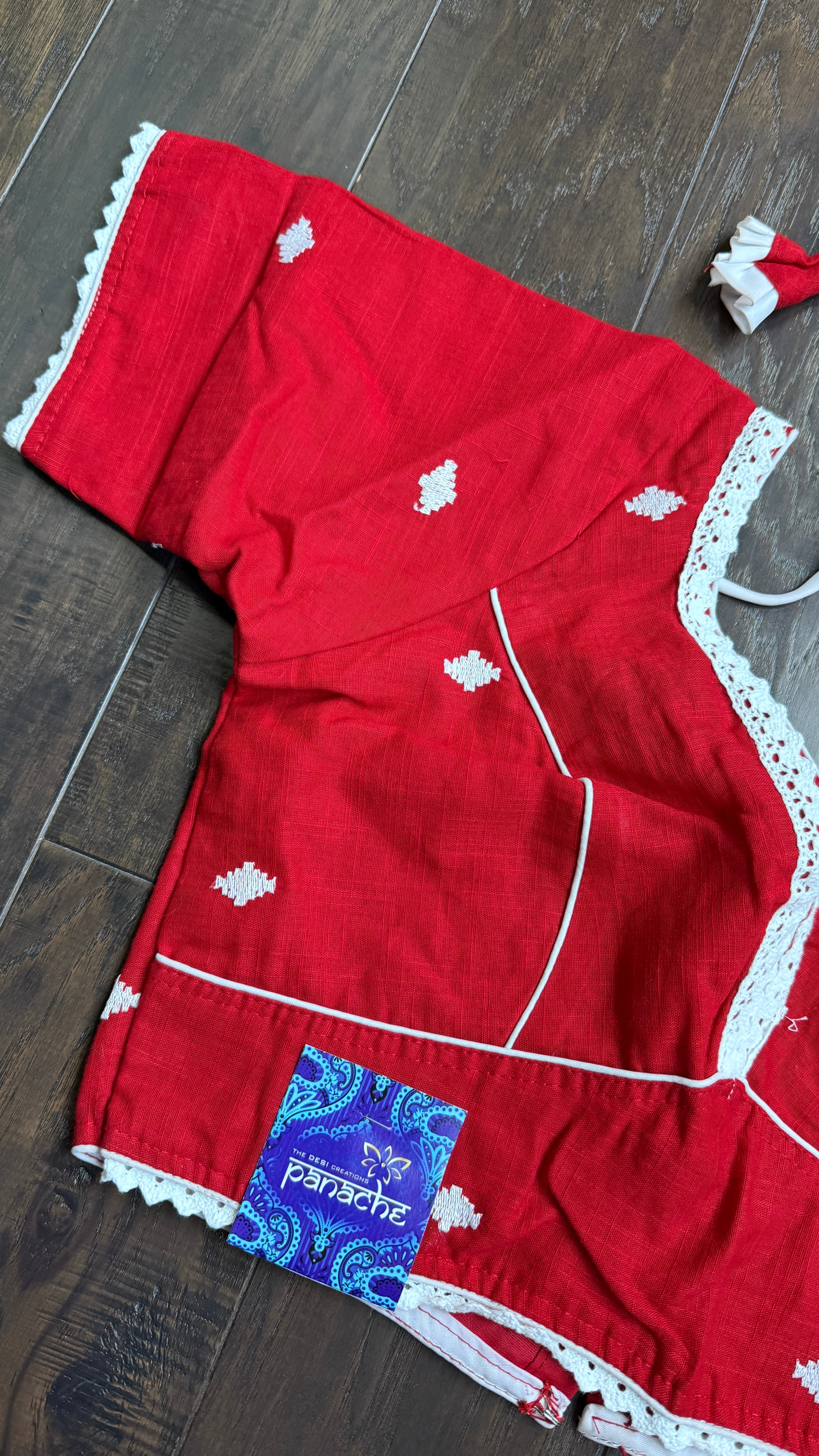 Designer Blouse - Red Jamdaani Lace Woven
